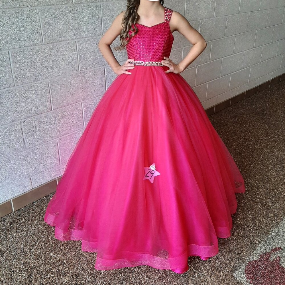 Ritzee Girl dark pink pageant dress little girl size 8, runs bigger